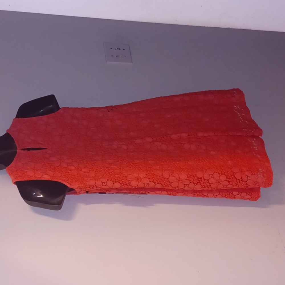 NWT Karl Lagerfeld Paris Vibrant Coral Red Mini Dress - Picture 8 of 9